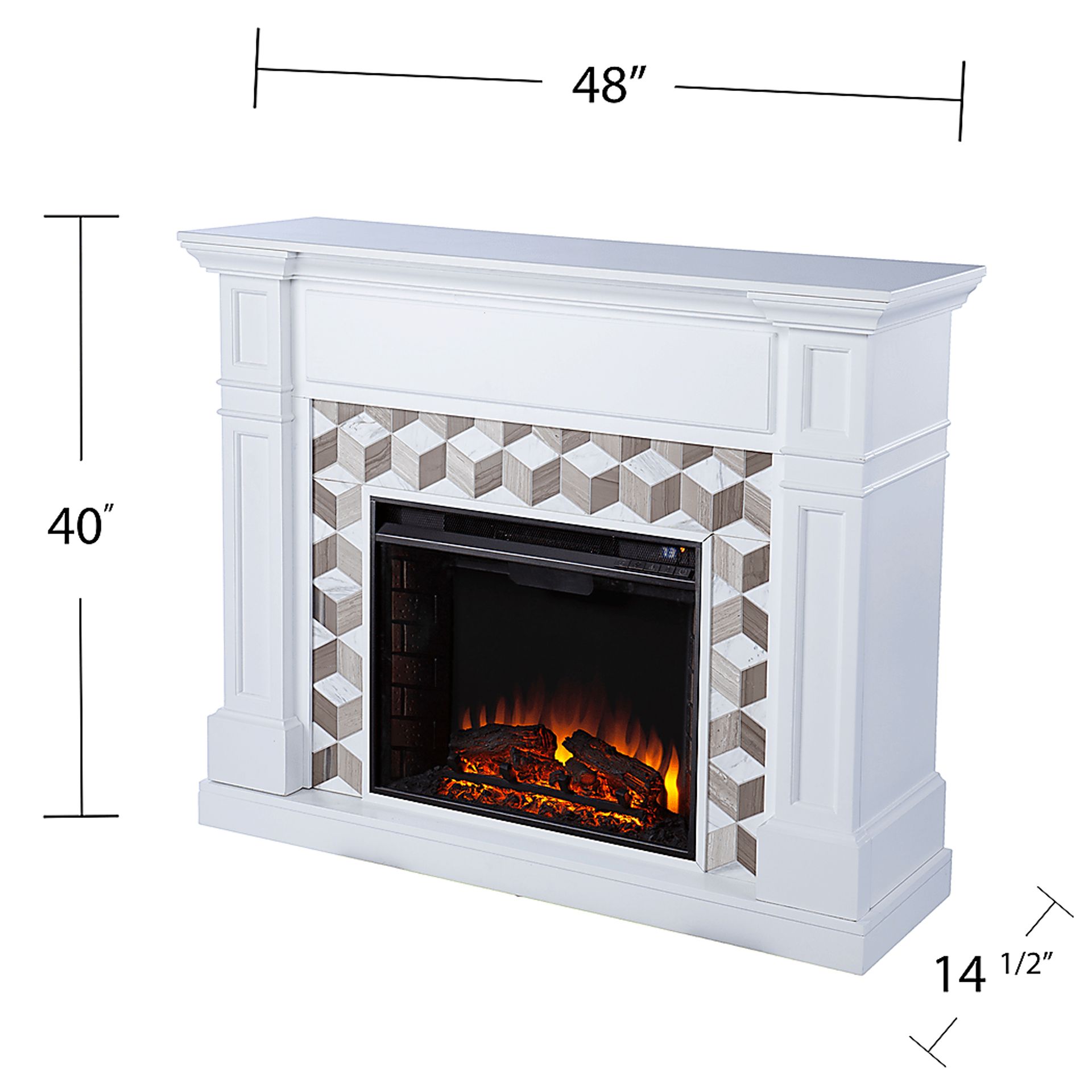 Talmadge II White 48 in. Console With Electric Log Fireplace - Image 6