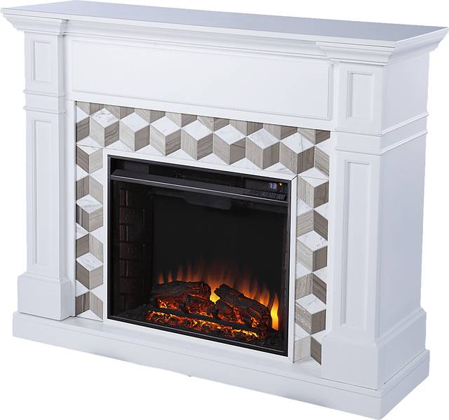 Talmadge II White 48 in. Console With Electric Log Fireplace - Thumbnail - Image 1
