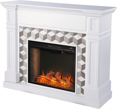 Talmadge II White 48 in. Console With Smart Electric Fireplace