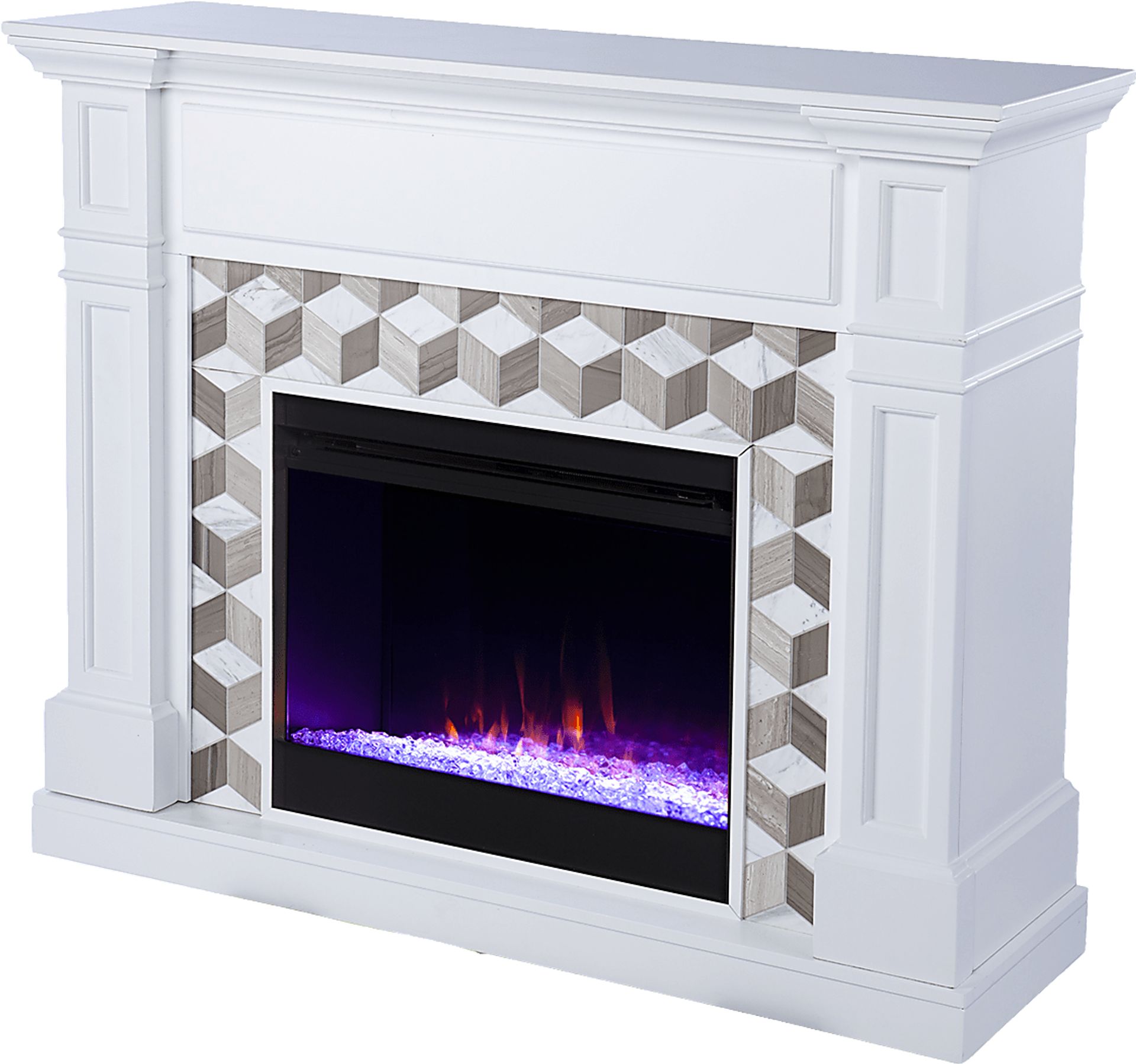 Talmadge I White 48 in. Console, With Color Changing Electric Fireplace - Image 1