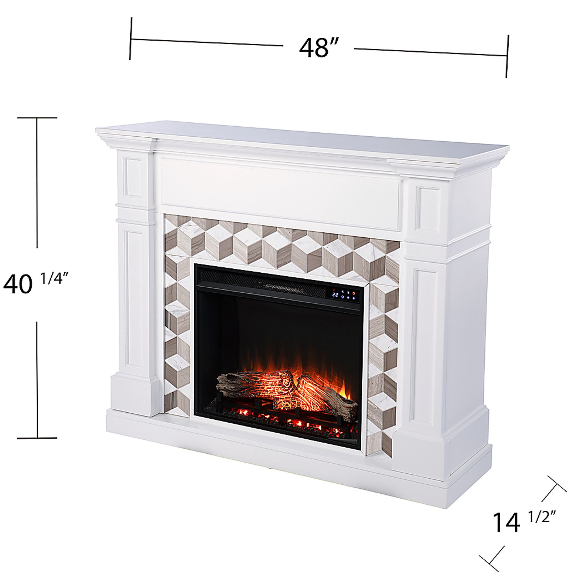 Talmadge IV White 48 in. Console With Touch Panel Electric Fireplace - Image 6