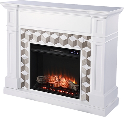 Talmadge IV White 48 in. Console With Touch Panel Electric Fireplace