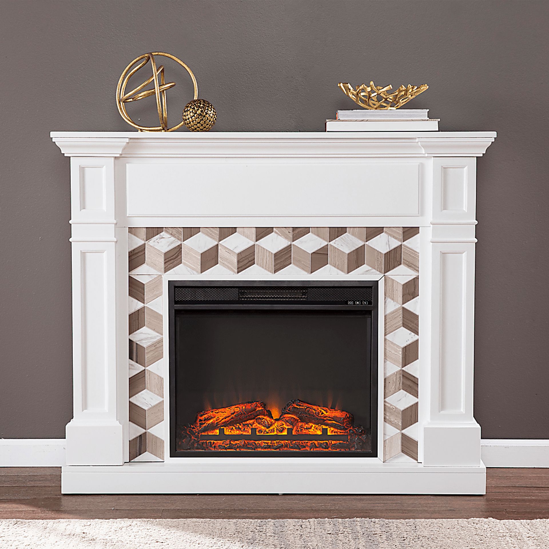 Talmadge V White 48 in. Console with Electric Fireplace - Image 2