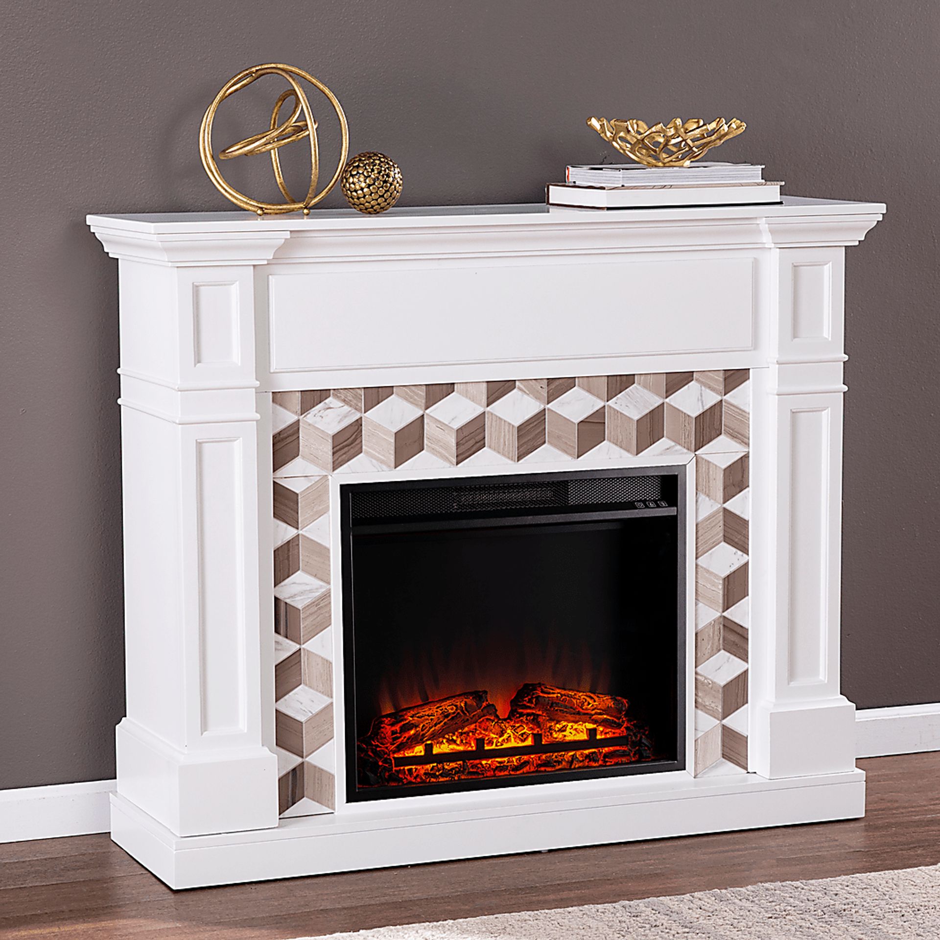Talmadge V White 48 in. Console with Electric Fireplace - Image 3