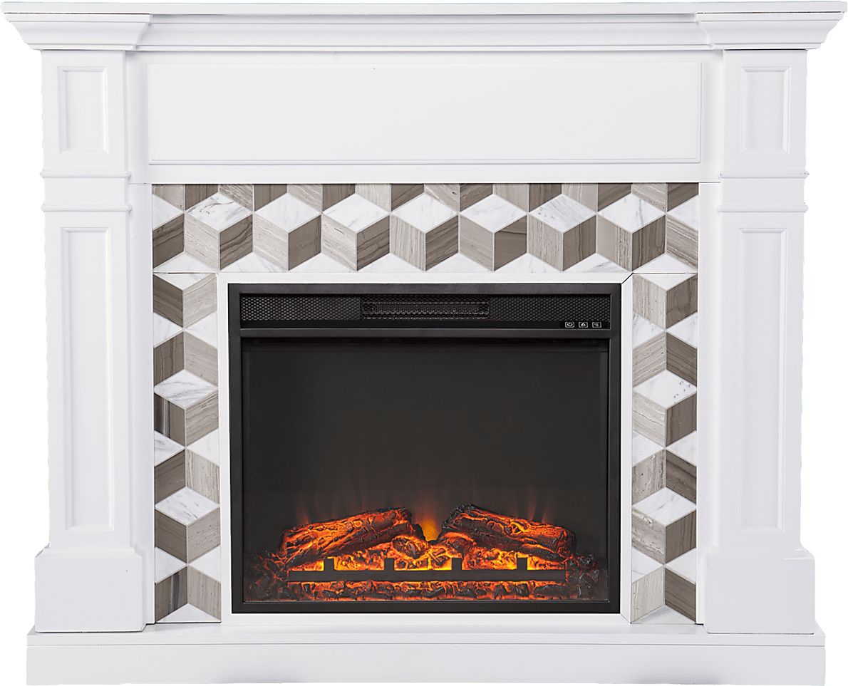 Talmadge V White 48 in. Console with Electric Fireplace