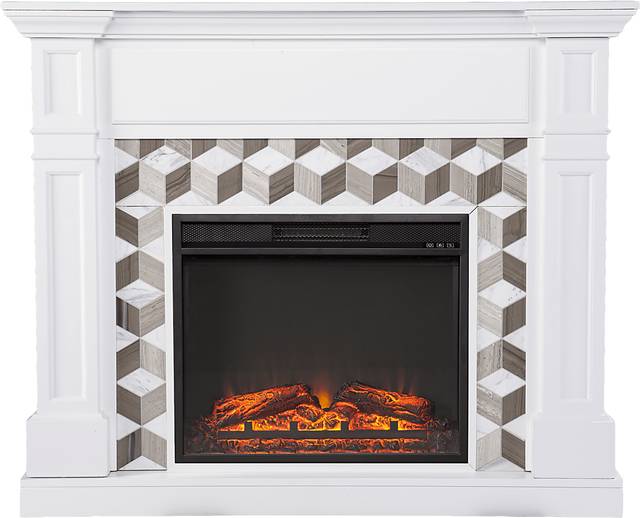 Talmadge V White 48 in. Console with Electric Fireplace - Thumbnail - Image 1
