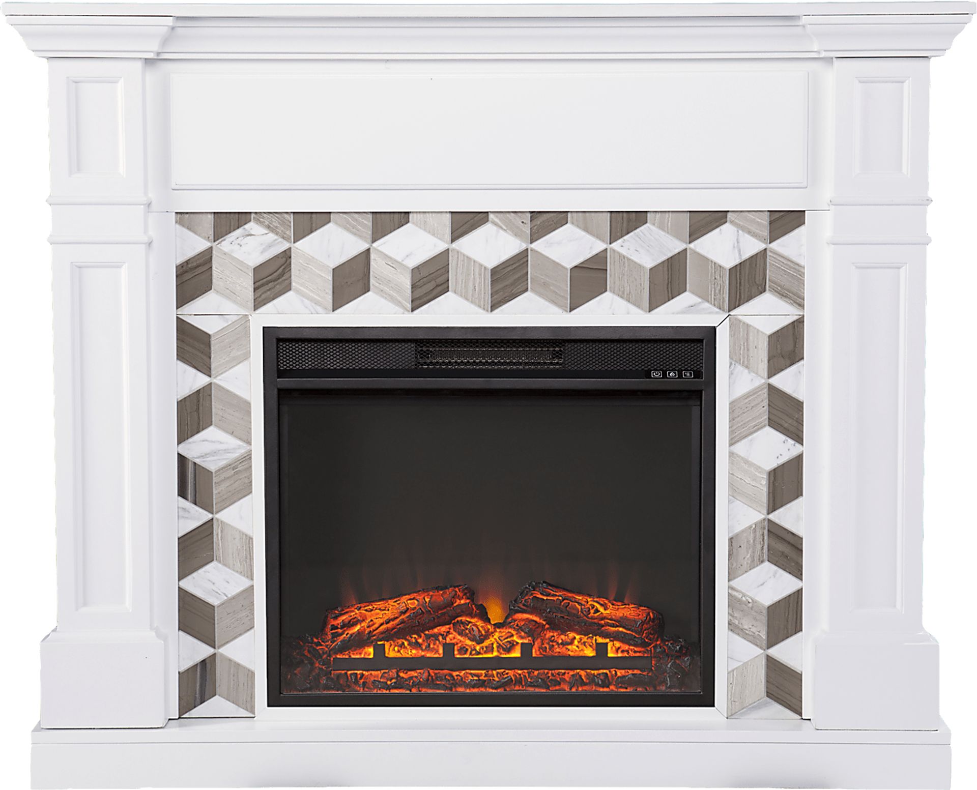 Talmadge V White 48 in. Console with Electric Fireplace - Image 1
