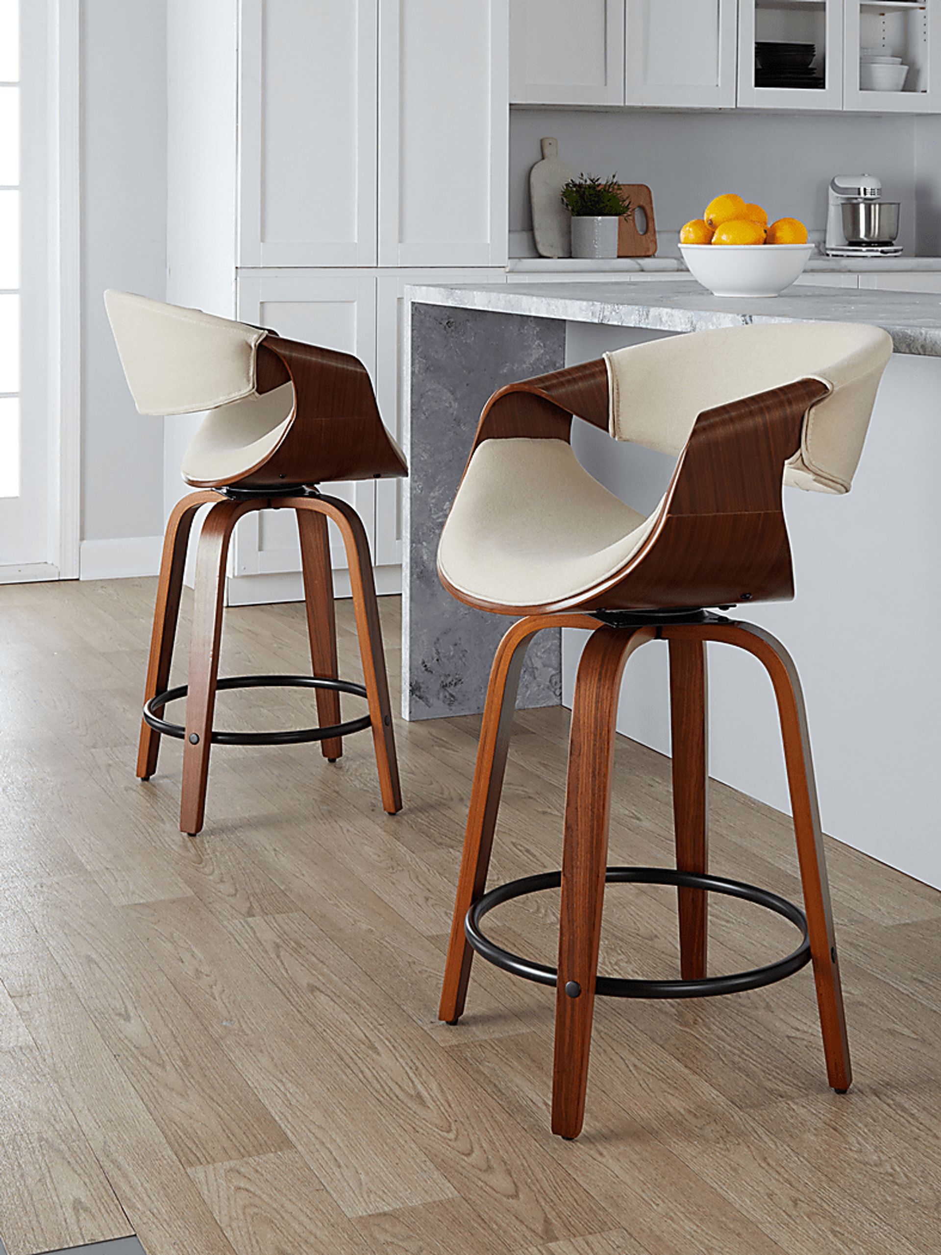 Tamaaron Cream Swivel Counter Height Stool, Set of 2 - Image 2