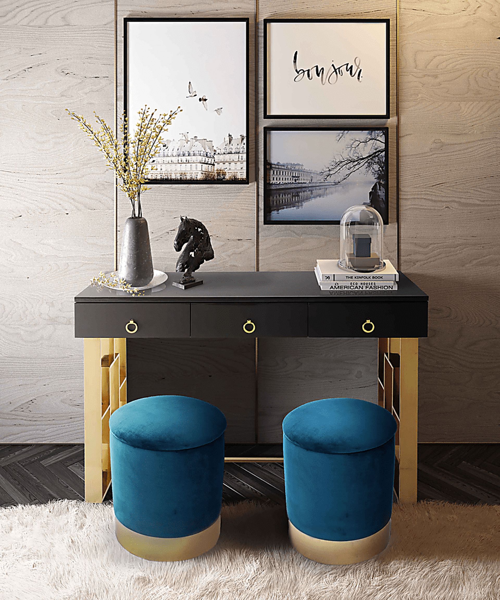 Tamar Ann Navy Storage Ottoman - Image 4