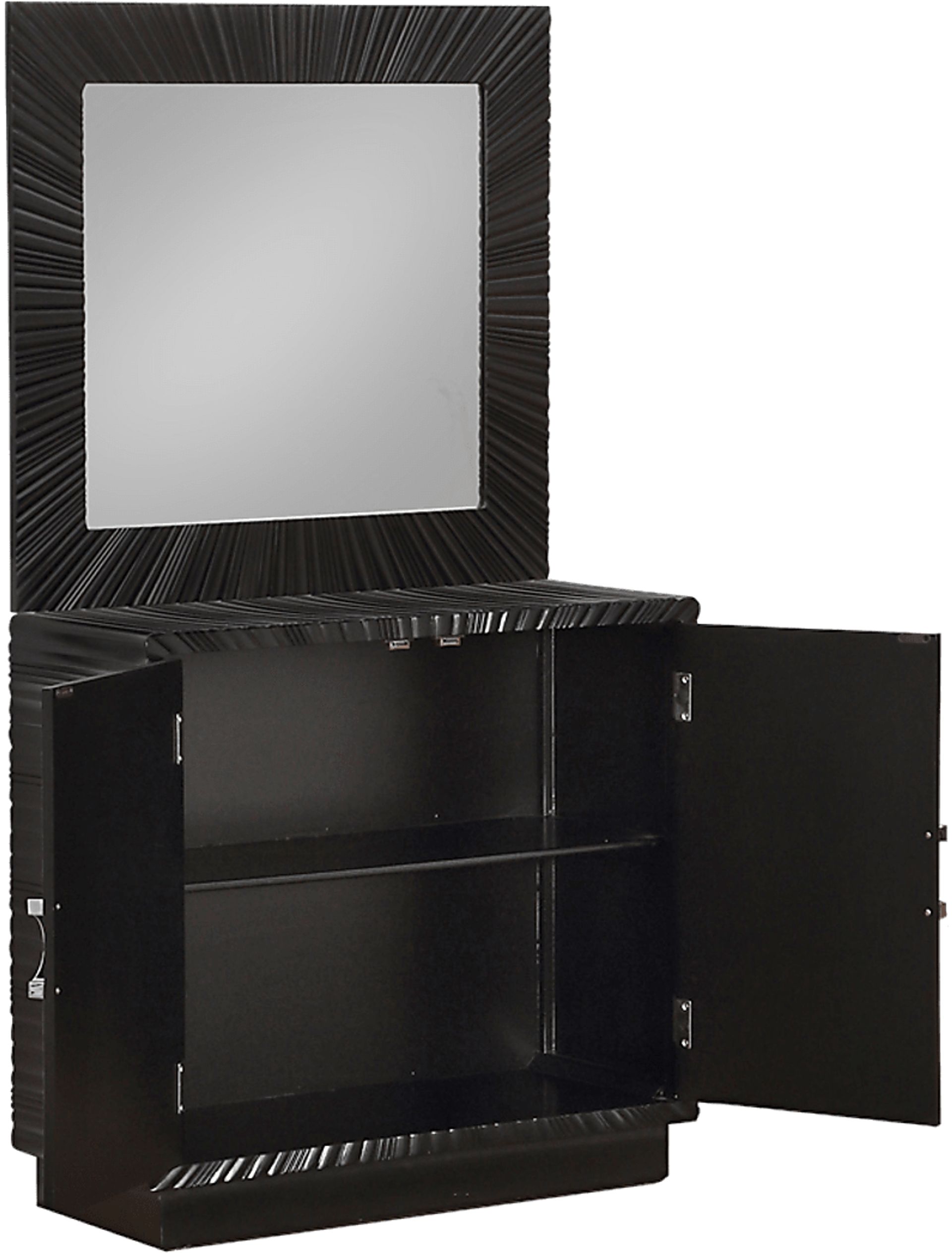 Tamar Black Cabinet and Mirror Set - Image 3