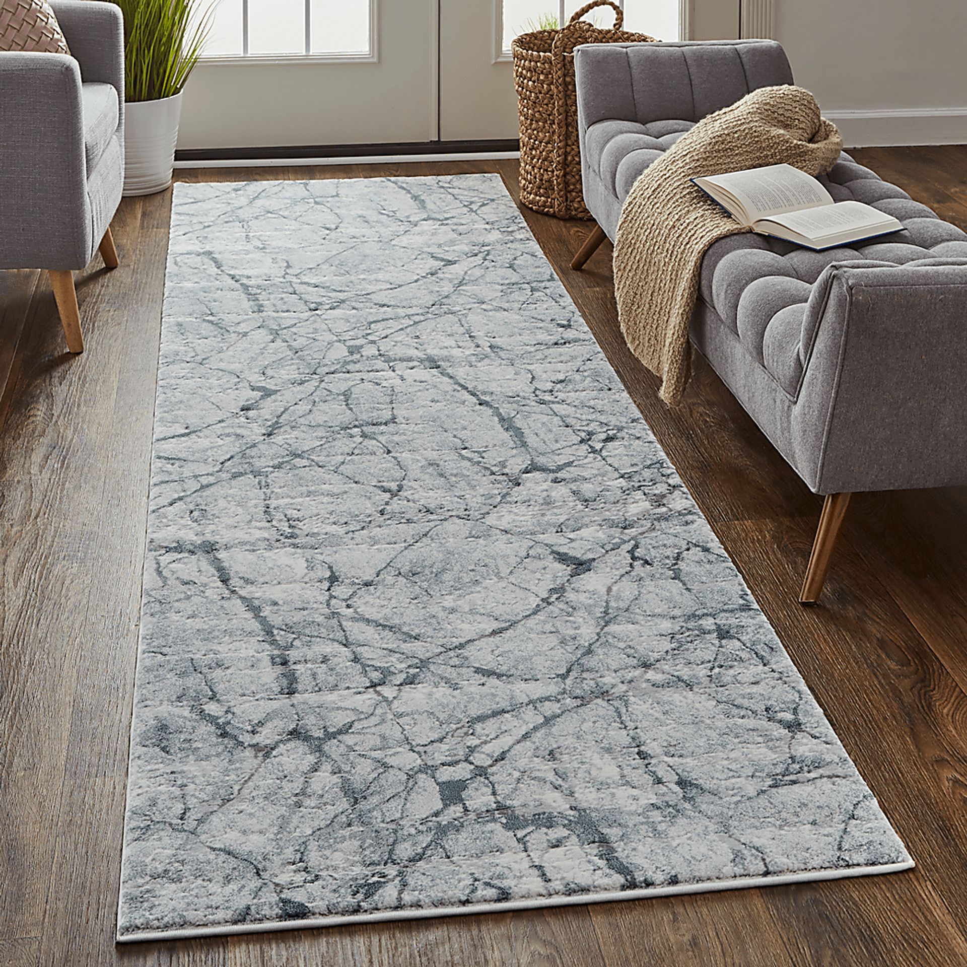 Tamcana Blue 2'8 x 8' Runner Rug - Image 2