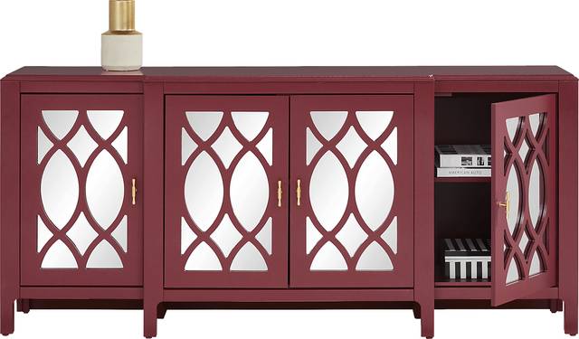 Tameran Red 4 Door Accent Cabinet - Thumbnail - Image 3