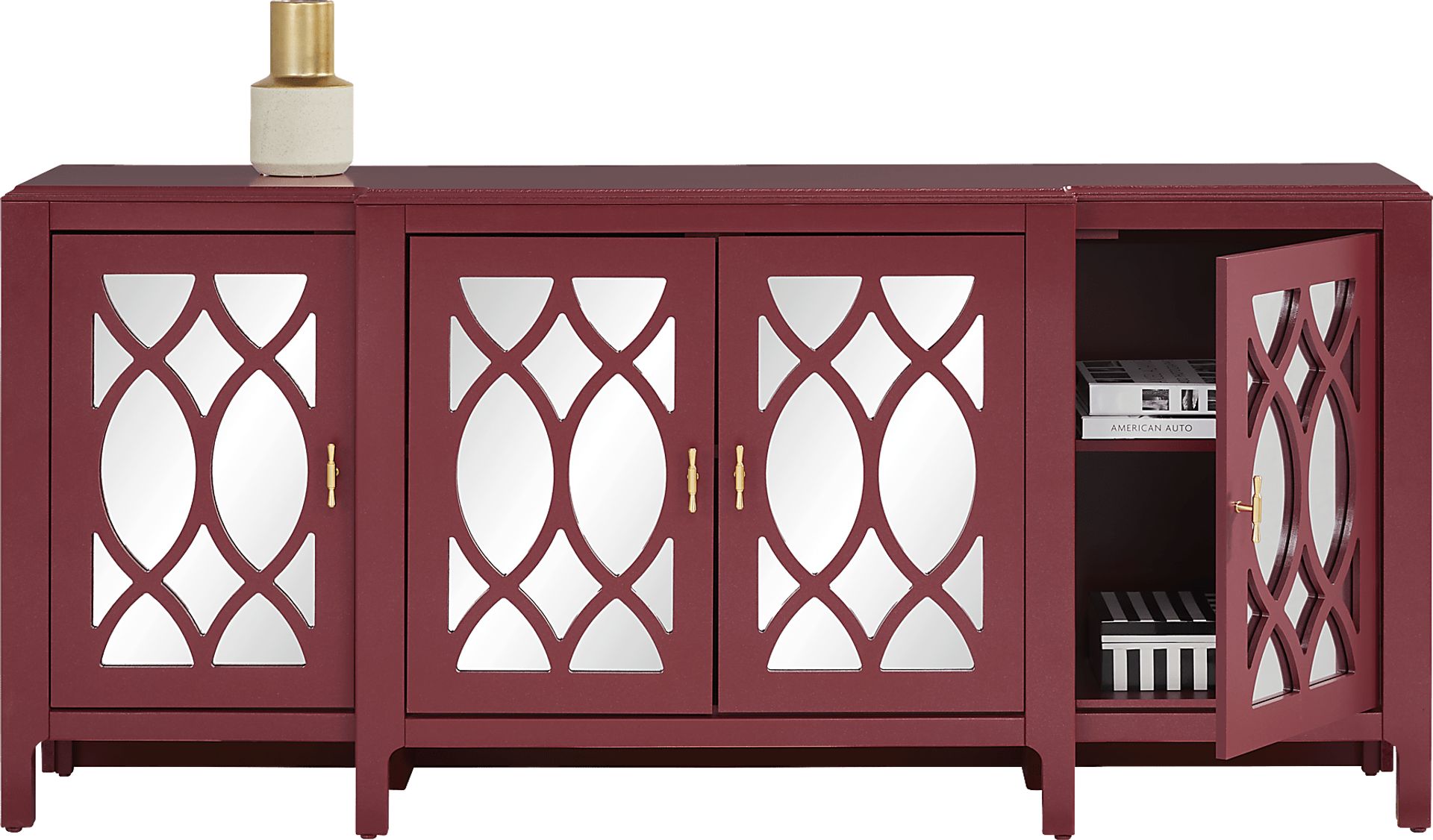 Tameran Red 4 Door Accent Cabinet - Image 3