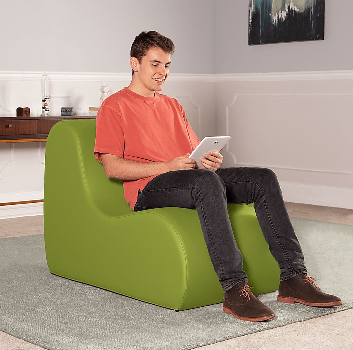 Tamiko Green Vinyl Fabric Large Chair | Rooms to Go