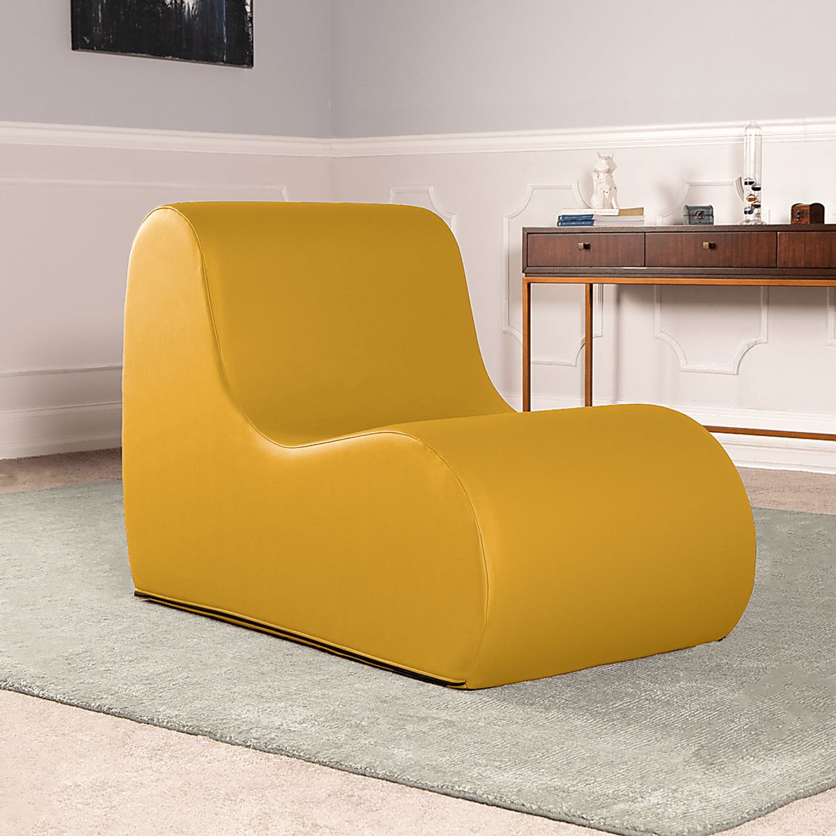 Tamiko Yellow Vinyl Fabric Large Chair | Rooms to Go