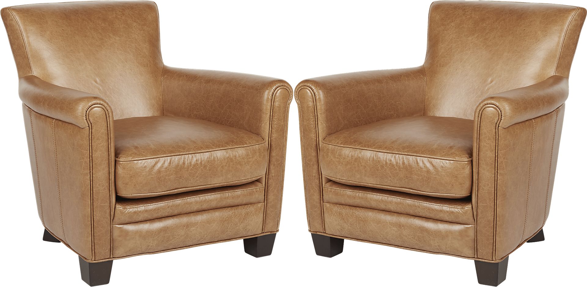 Tamron Brown Leather Accent Chair - Set of 2 - Image 1