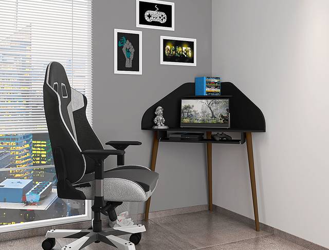 Tanbark Black Corner Desk - Thumbnail - Image 6