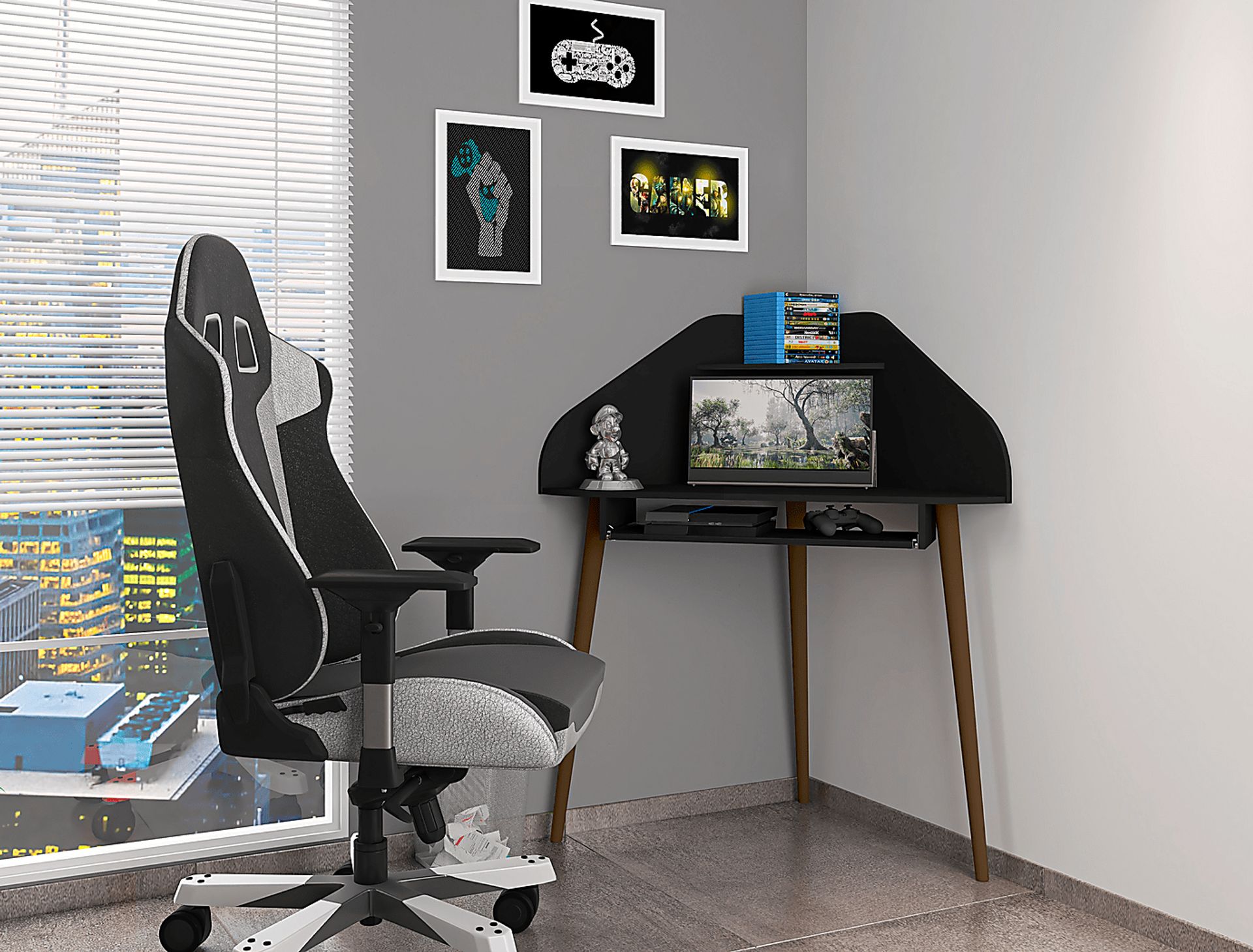 Tanbark Black Corner Desk - Image 6