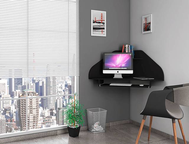 Tanbark Black Corner Desk - Thumbnail - Image 7