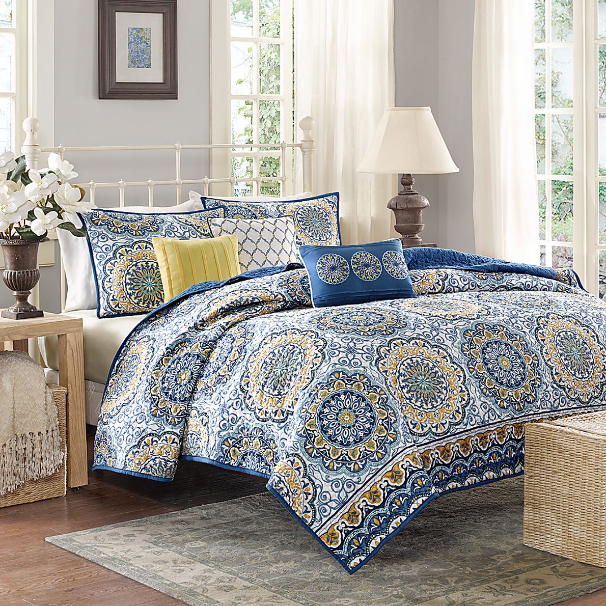 Tangiers Blue 6 Pc King Coverlet Set