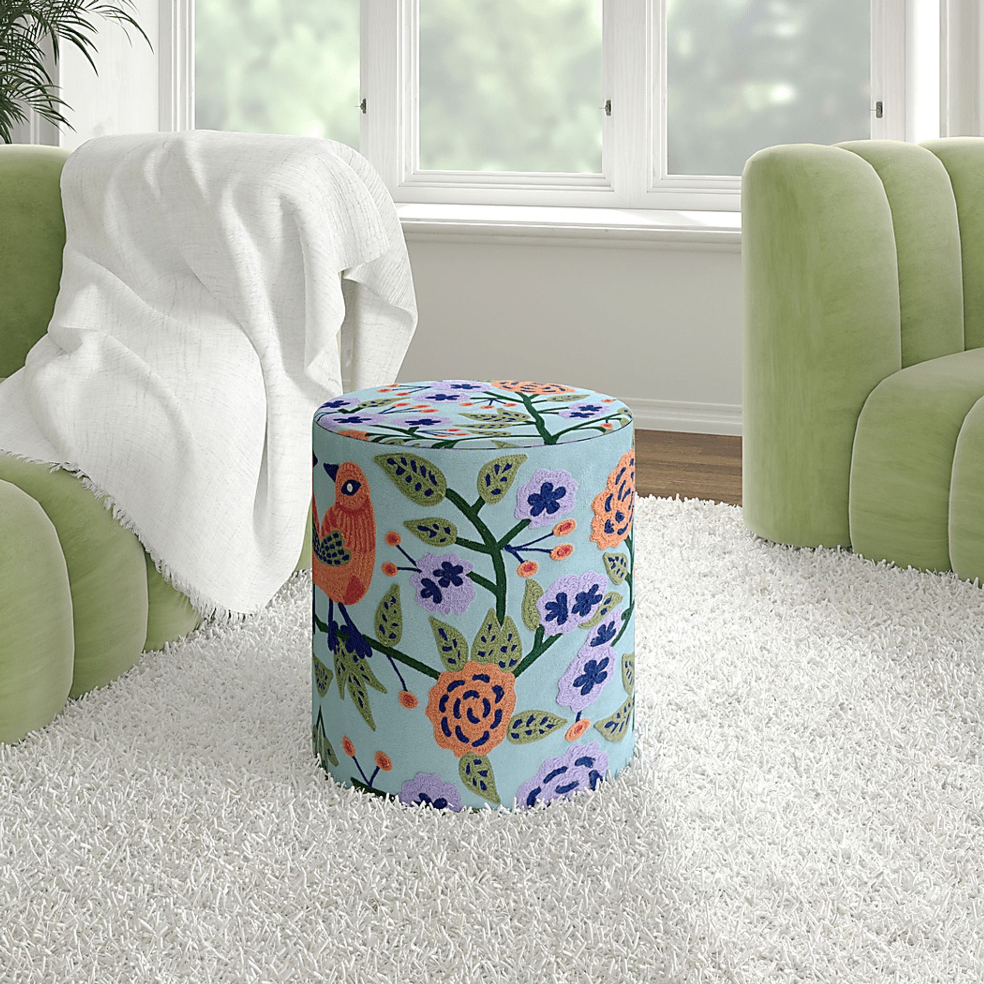 Tansya Blue Ottoman - Image 2