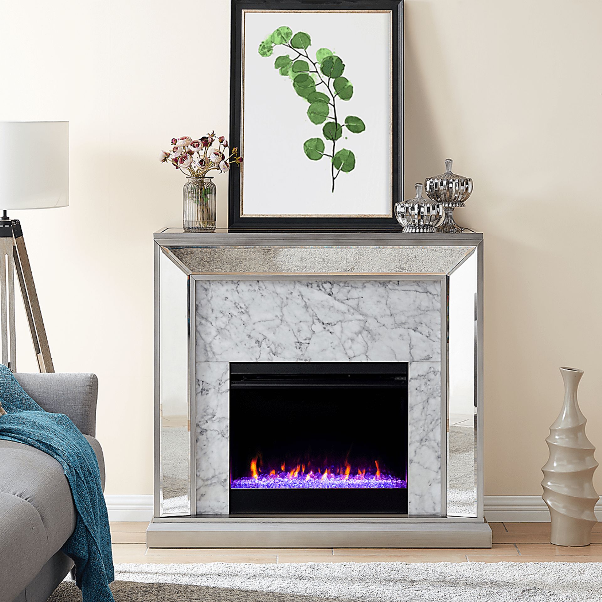 Tarryhollow I Gray 44 in. Console, With Color Changing Electric Fireplace - Image 10