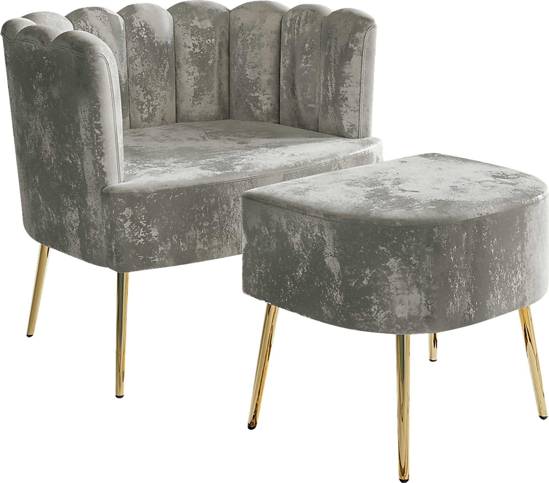 Tassou Gray Accent Chair and Ottoman