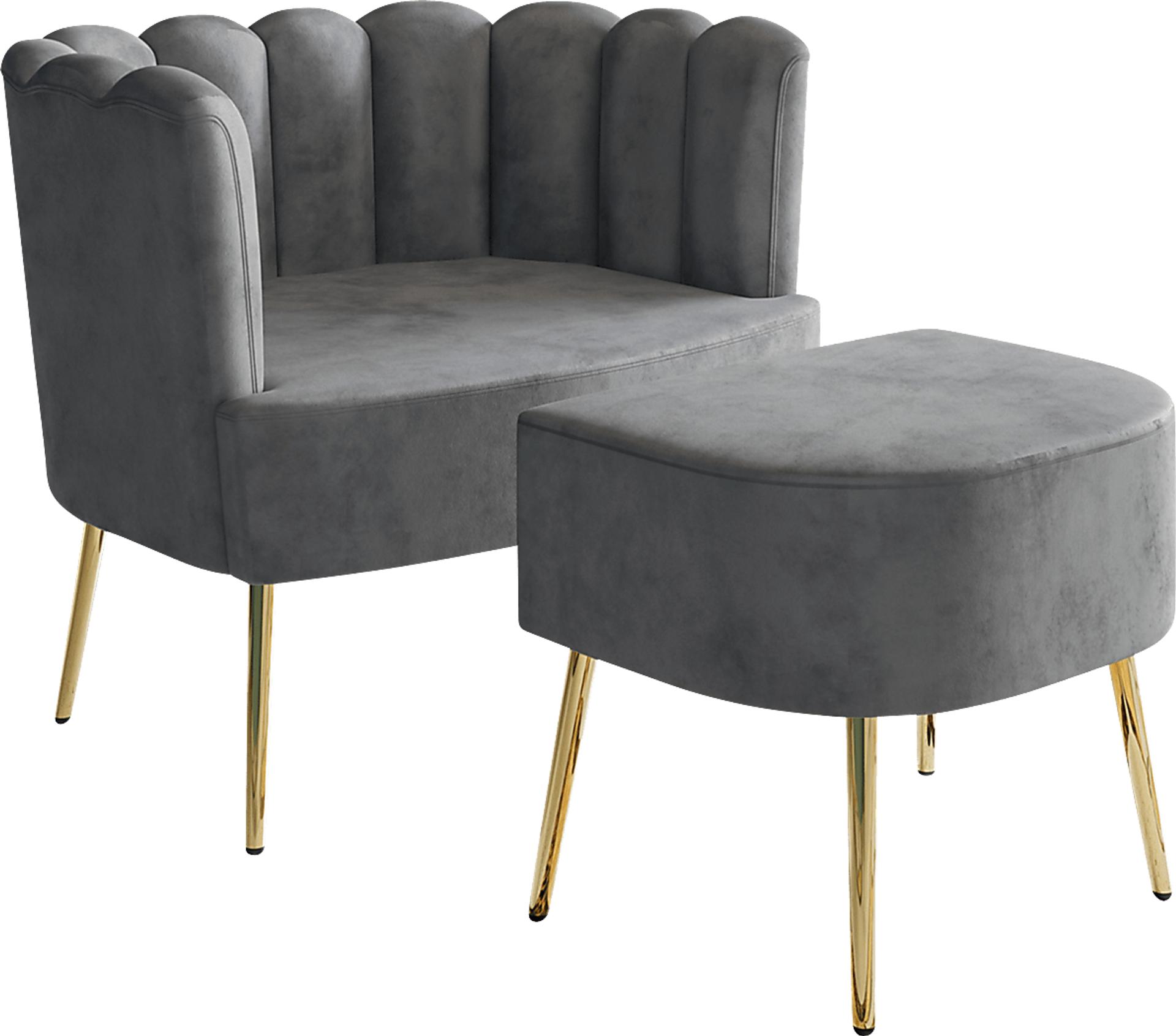 Tassou Light Gray Accent Chair and Ottoman