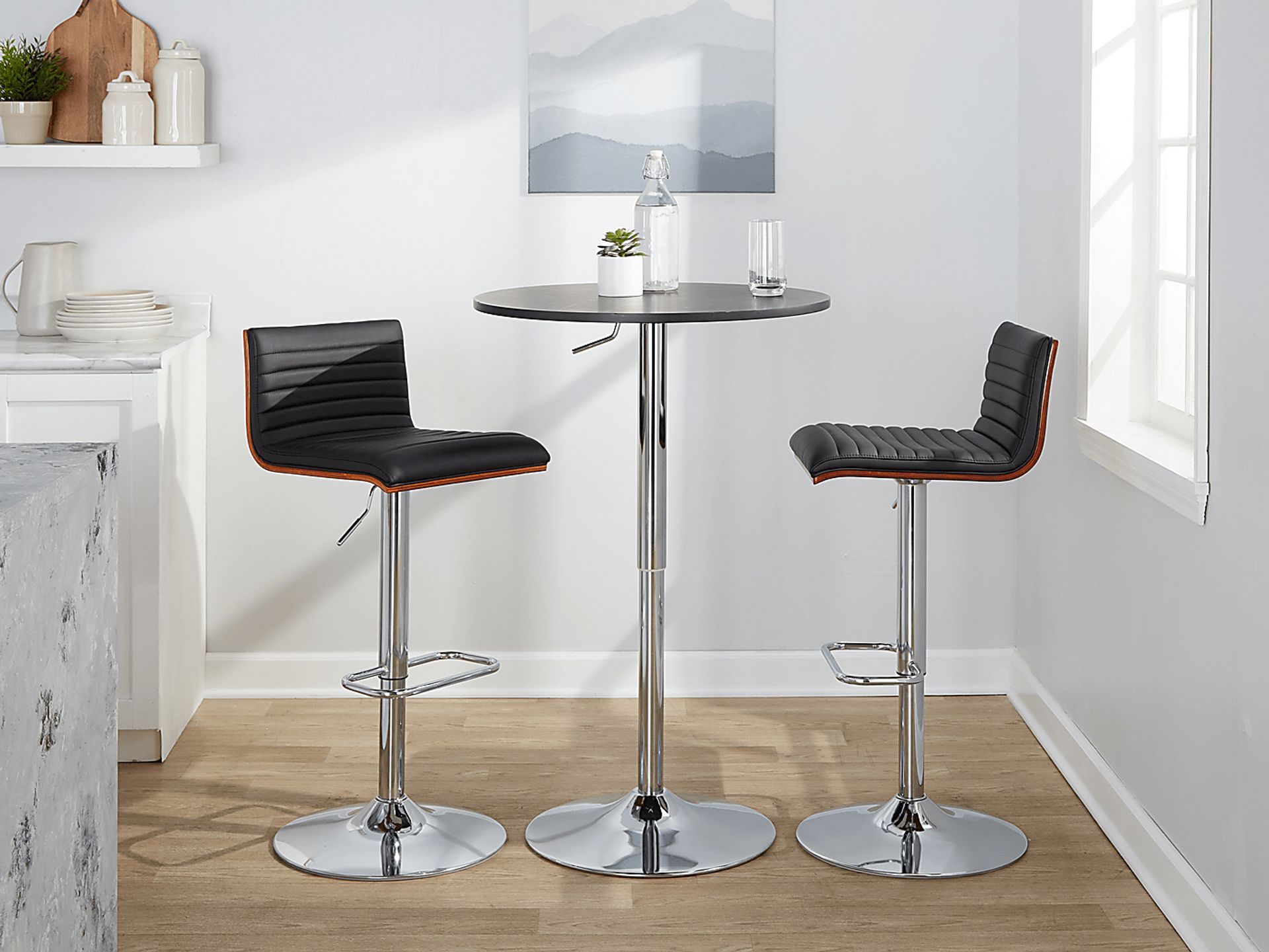 Tatesbrook VIII Black Adjustable Swivel Barstool, Set of 2 - Image 4