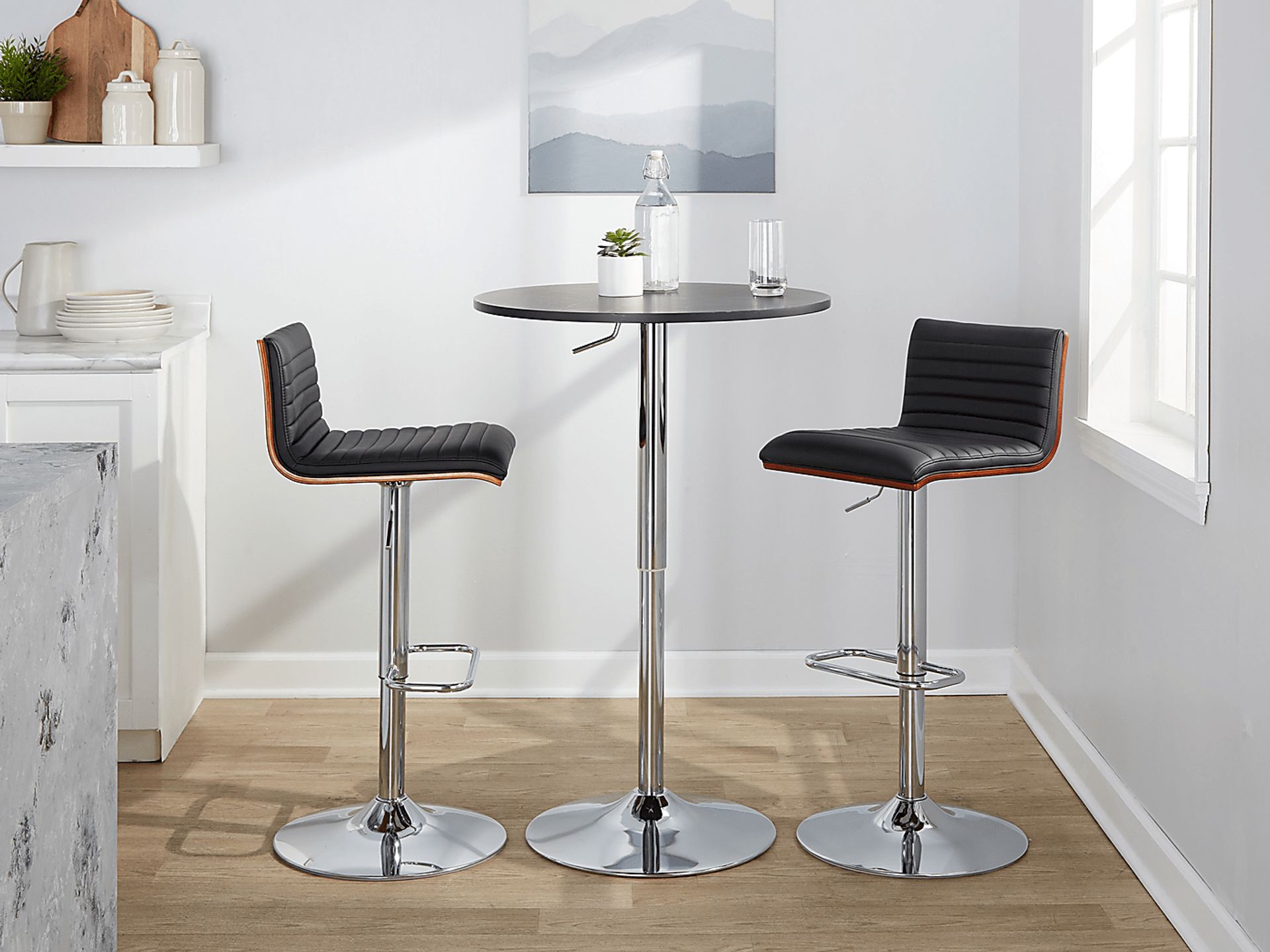Tatesbrook VIII Black Adjustable Swivel Barstool, Set of 2 - Image 5