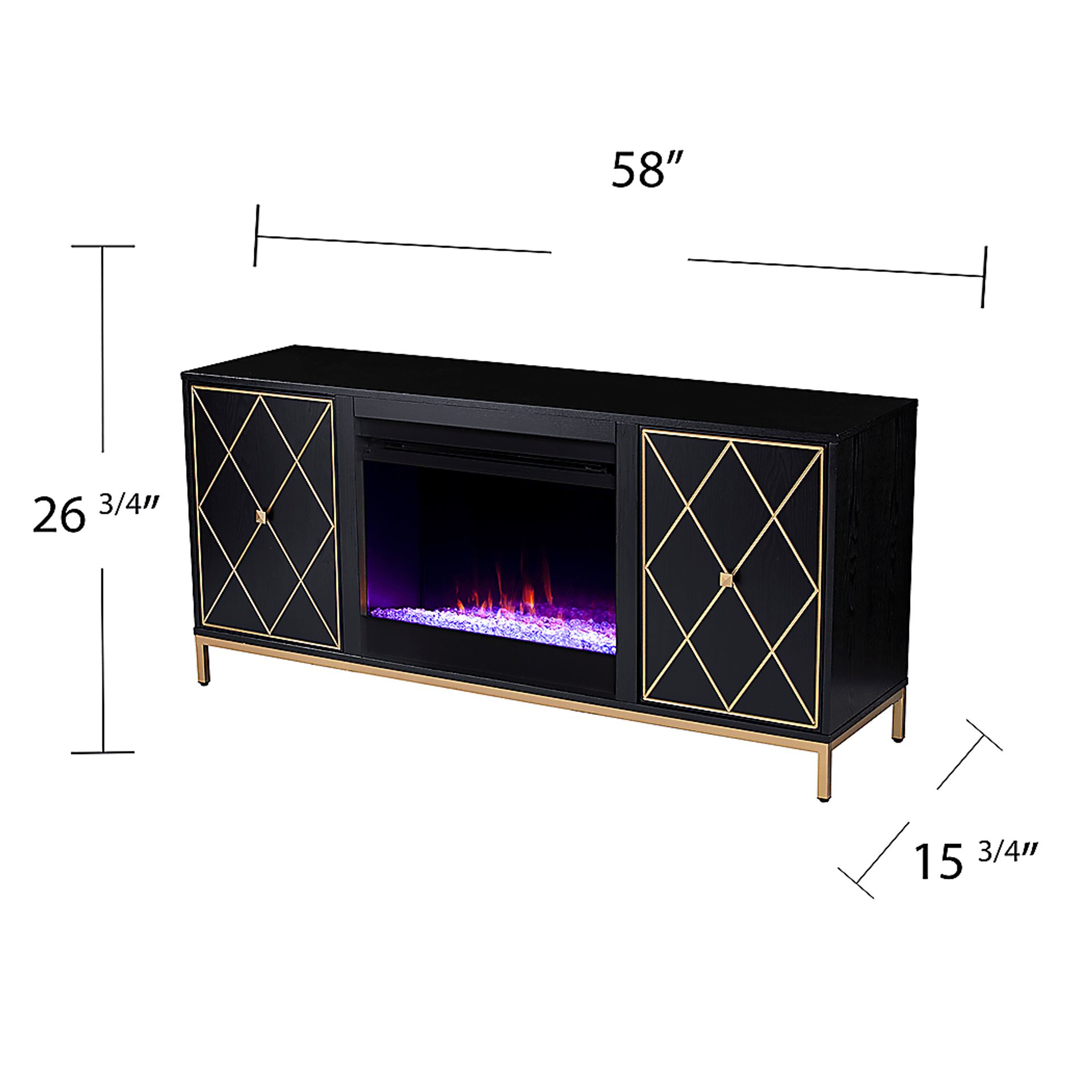 Tattershal I Black 58 in. Console, With Color Changing Electric Fireplace - Image 3