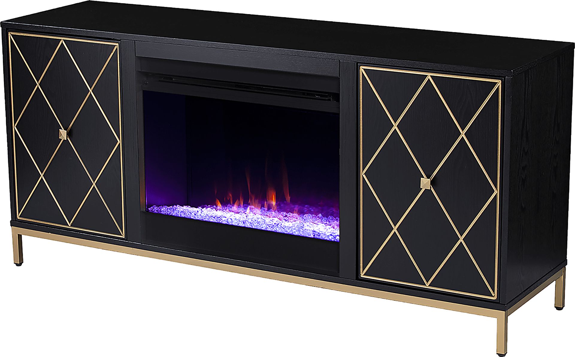 Tattershal I Black 58 in. Console, With Color Changing Electric Fireplace - Image 1