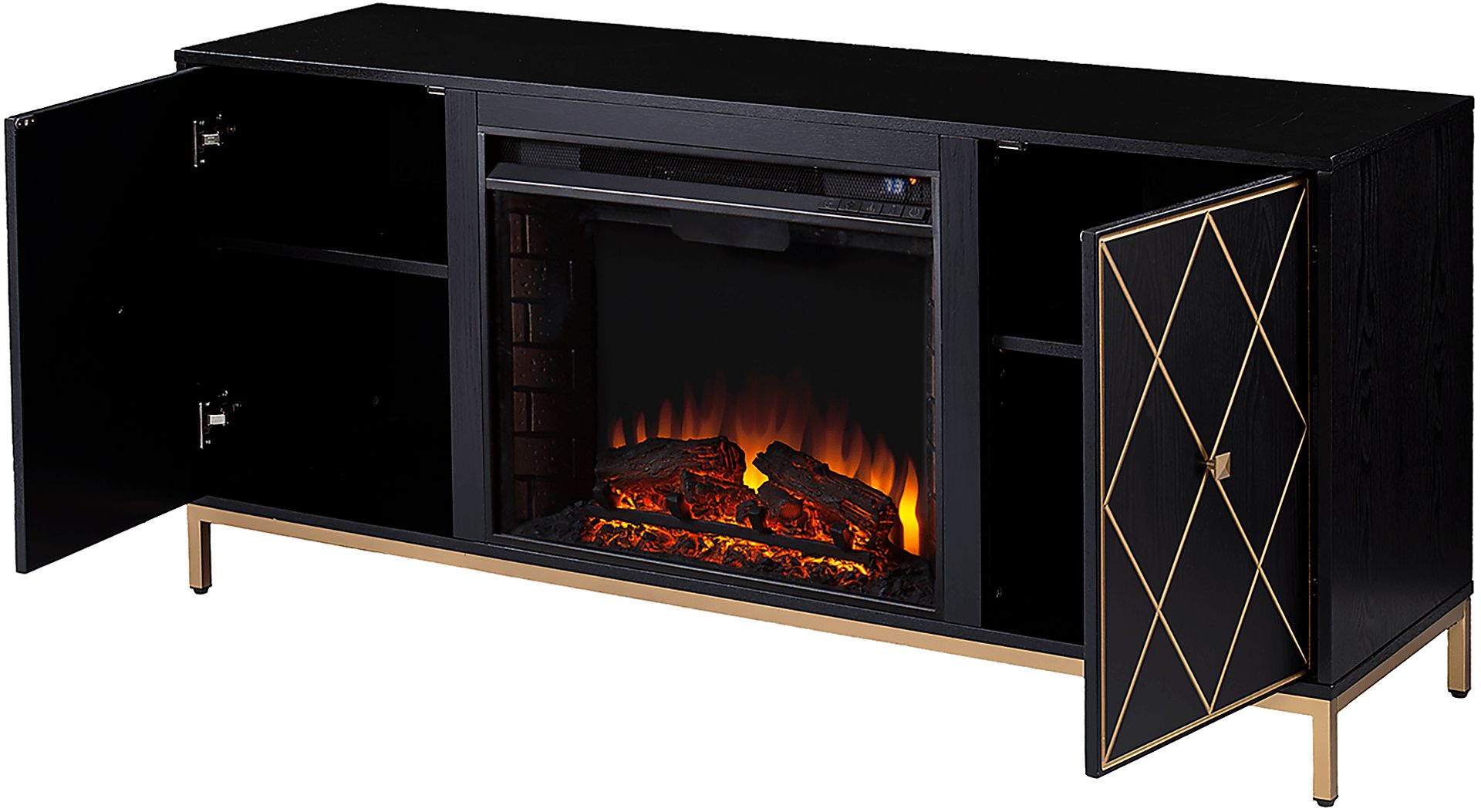 Tattershal II Black 58 in. Console, With Electric Fireplace - Image 4