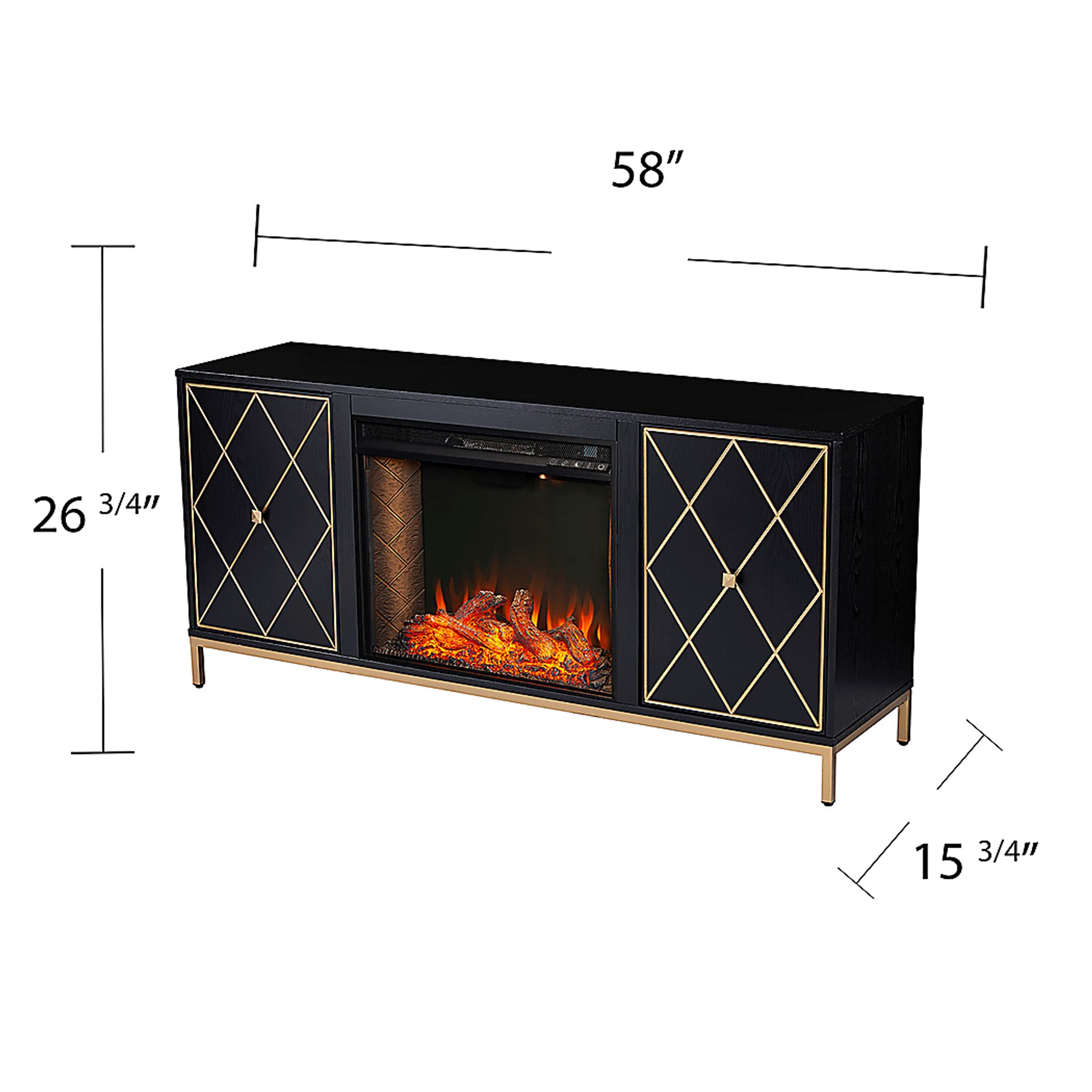 Tattershal III Black 58 in. Console, With Smart Electric Fireplace - Image 3