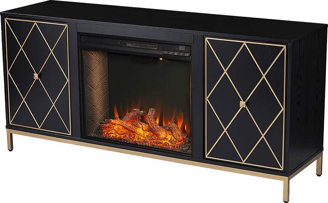 Tattershal III Black 58 in. Console, With Smart Electric Fireplace - Thumbnail - Image 1