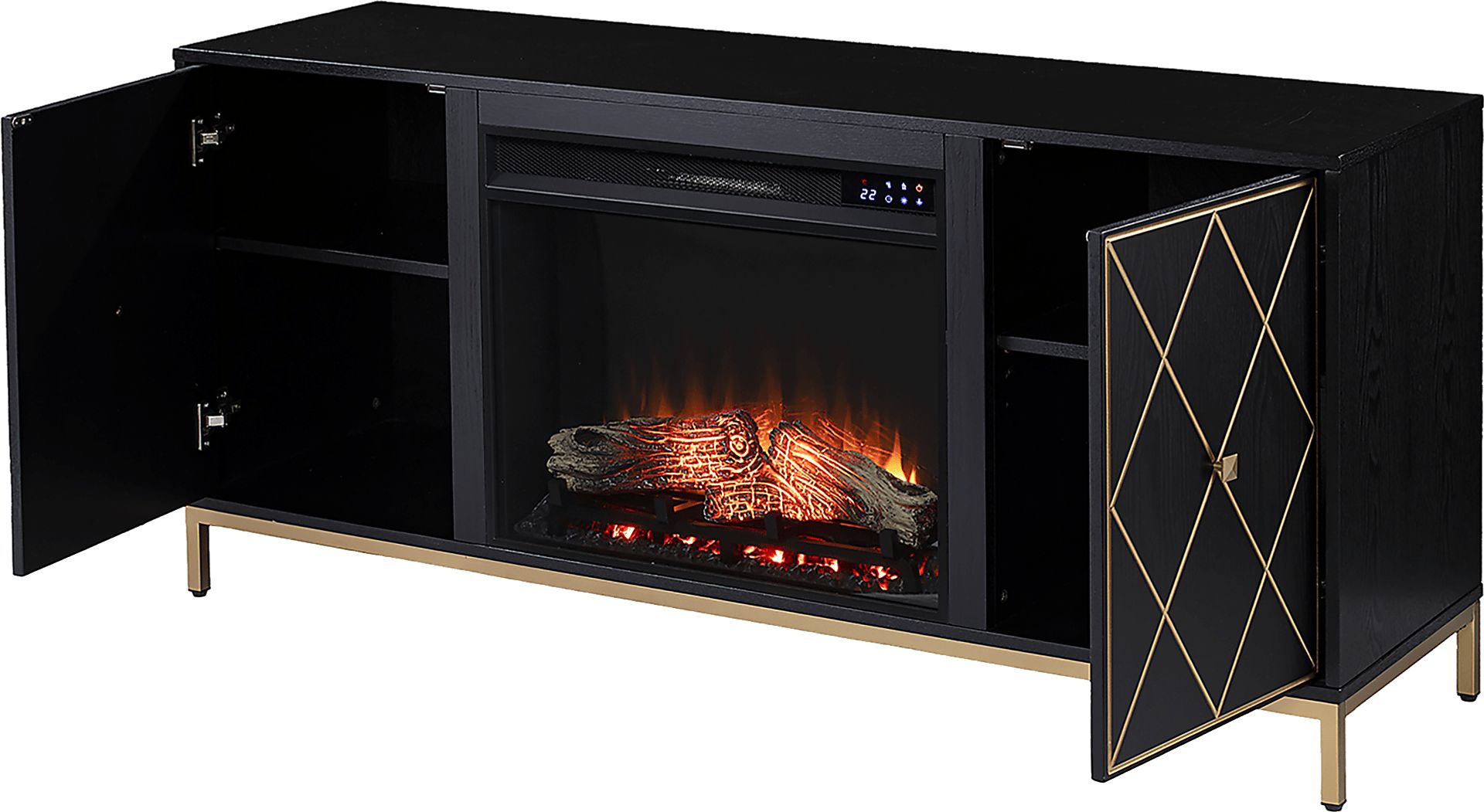 Tattershal IV Black 58 in. Console, With Touch Panel Electric Fireplace - Image 4