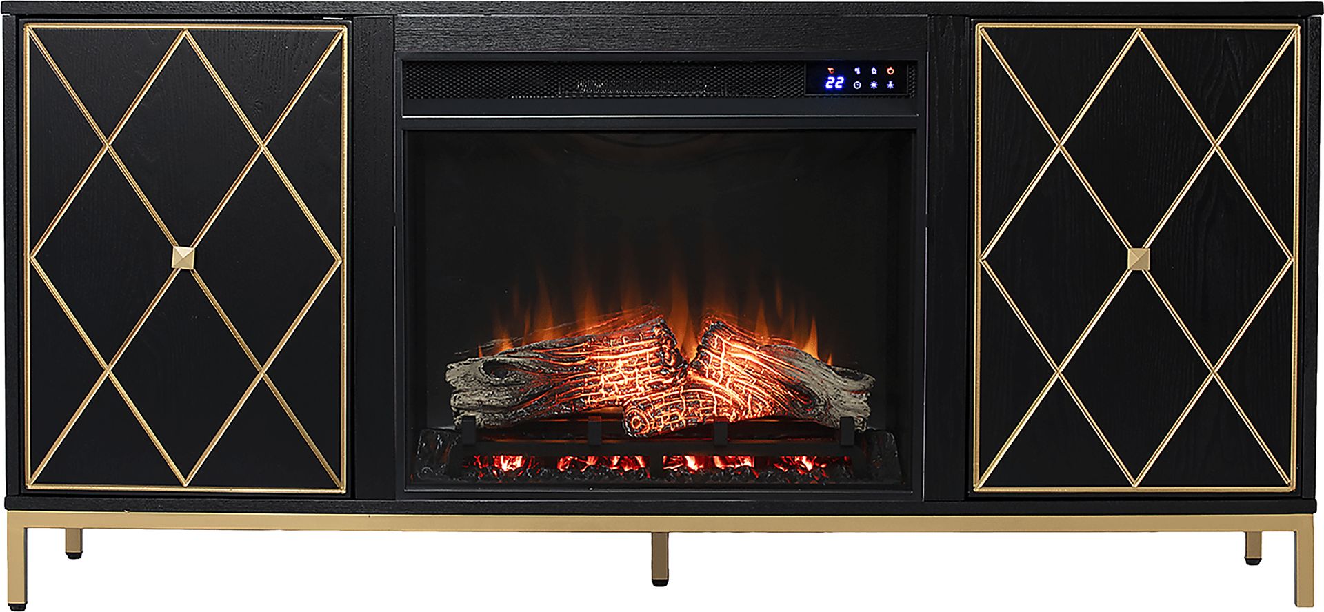 Tattershal IV Black 58 in. Console, With Touch Panel Electric Fireplace - Image 9