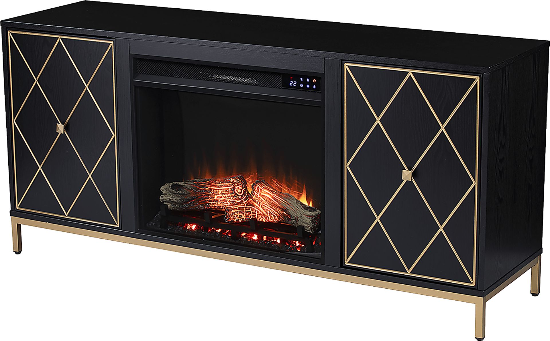 Tattershal IV Black 58 in. Console, With Touch Panel Electric Fireplace - Image 1