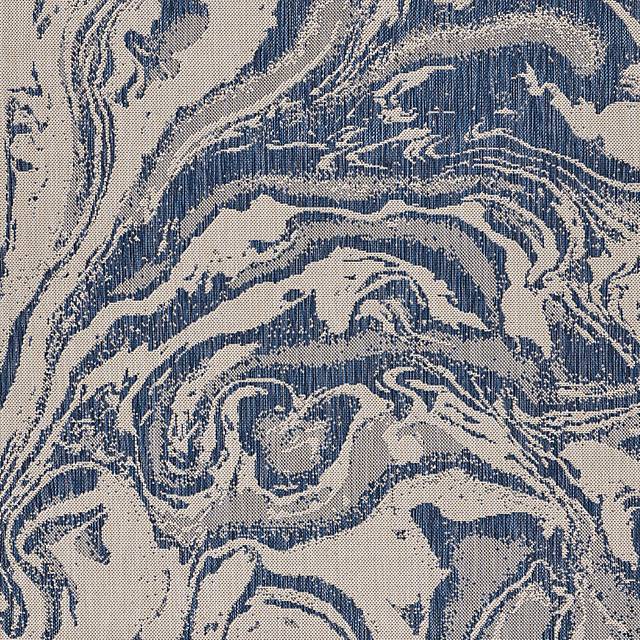 Taveco White/Navy 7'6 x 9'5 Indoor/Outdoor Rug - Thumbnail - Image 3