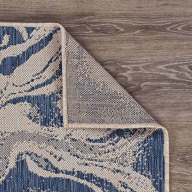 Taveco White/Navy 7'6 x 9'5 Indoor/Outdoor Rug - Thumbnail - Image 5