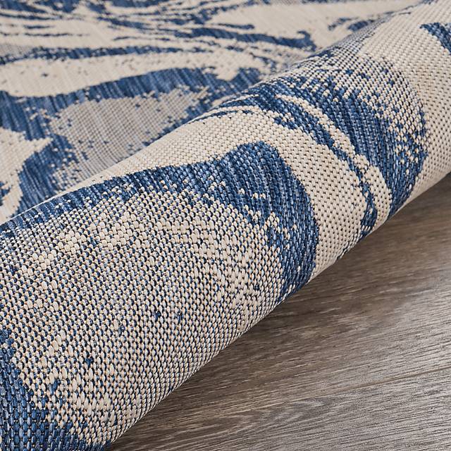 Taveco White/Navy 7'6 x 9'5 Indoor/Outdoor Rug - Thumbnail - Image 6