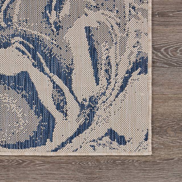 Taveco White/Navy 7'6 x 9'5 Indoor/Outdoor Rug - Thumbnail - Image 7