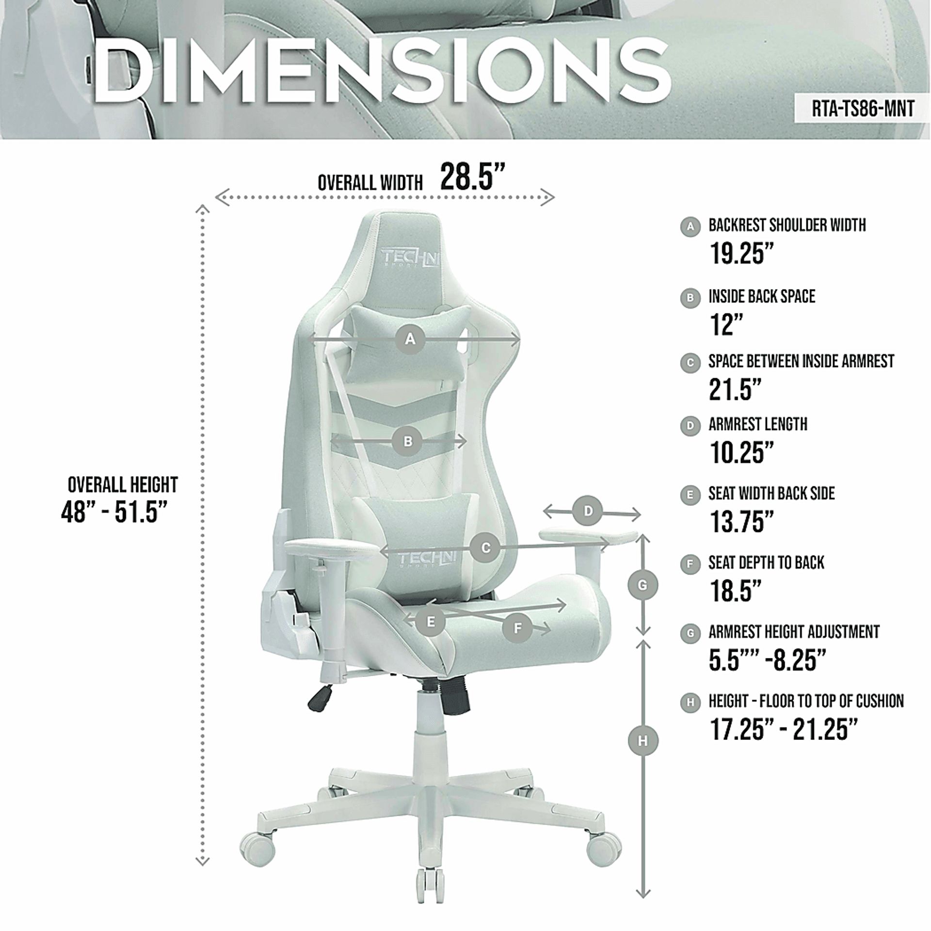Taveyi Mint Gaming Chair - Image 4