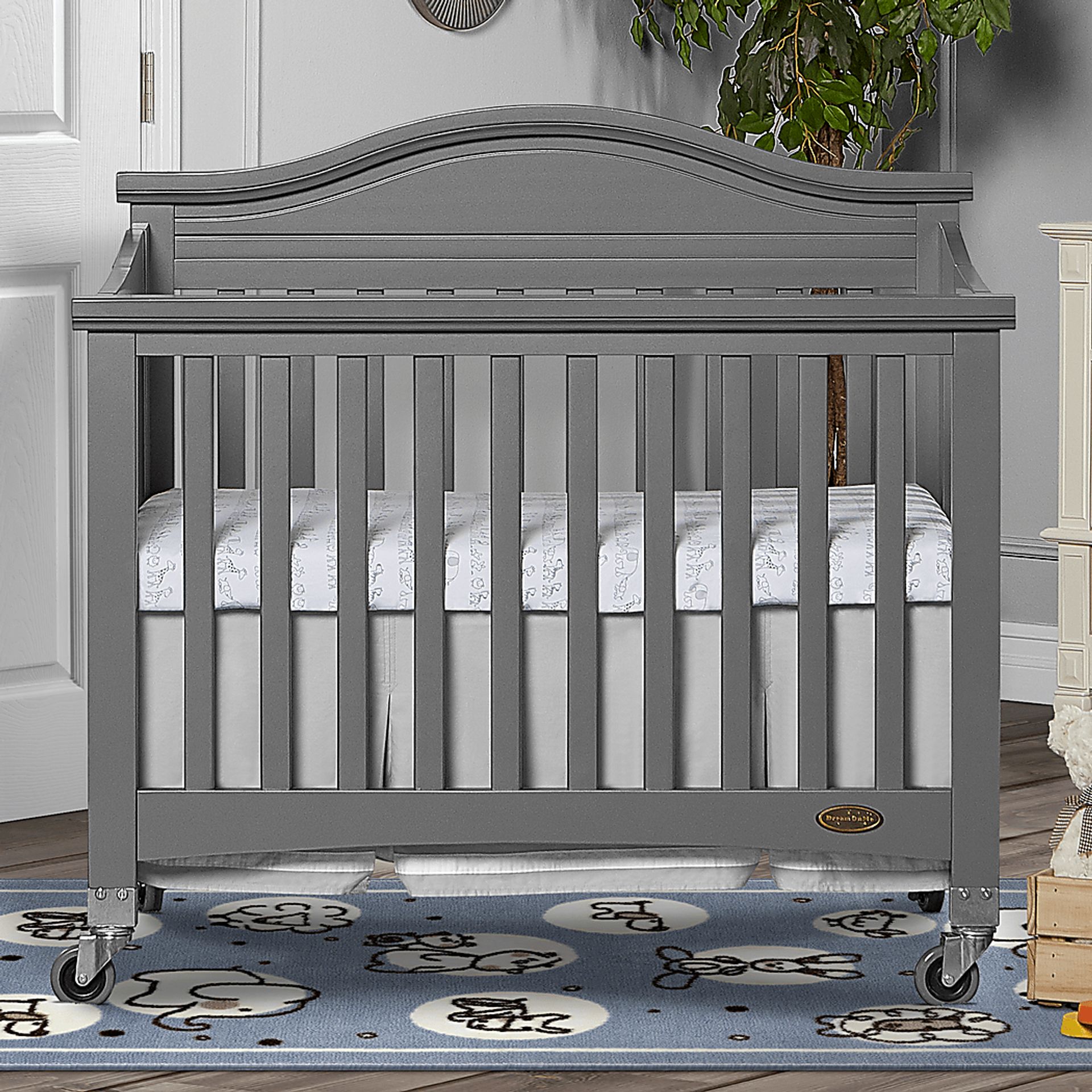 Tavia Gray Mini Folding Portable Crib - Image 7