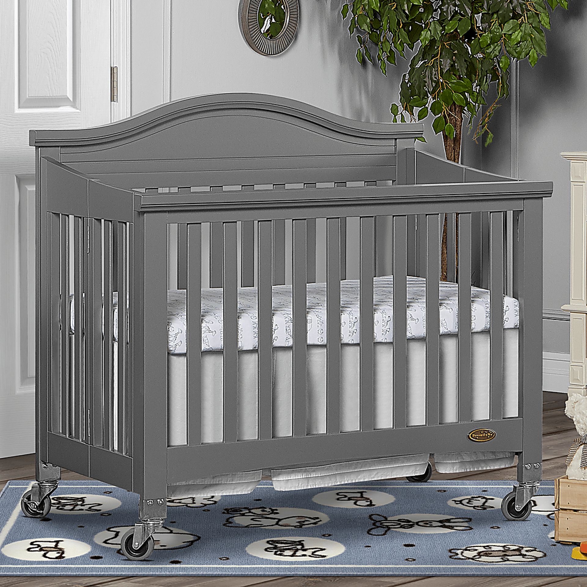 Tavia Gray Mini Folding Portable Crib - Image 8