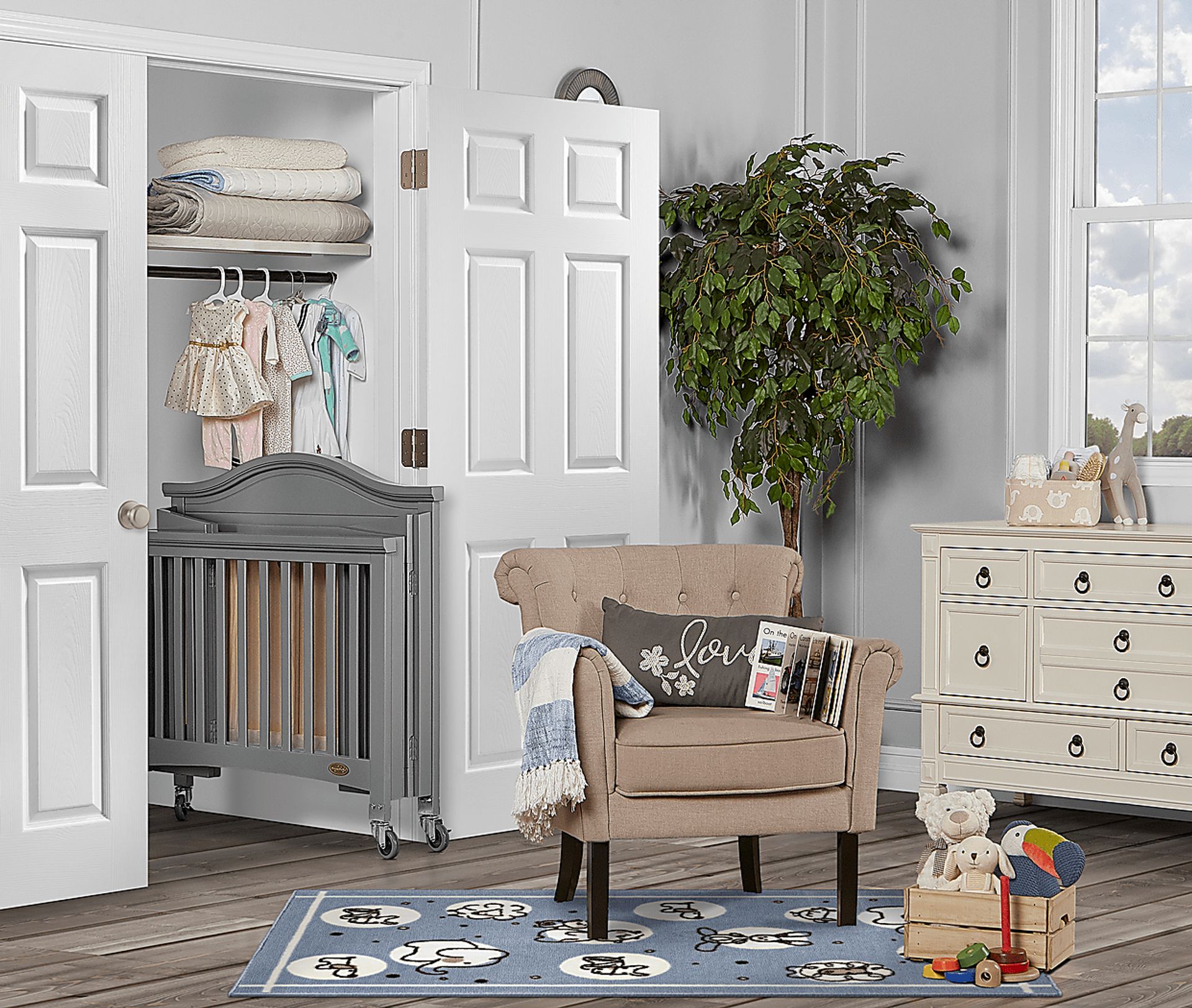 Tavia Gray Mini Folding Portable Crib - Image 10