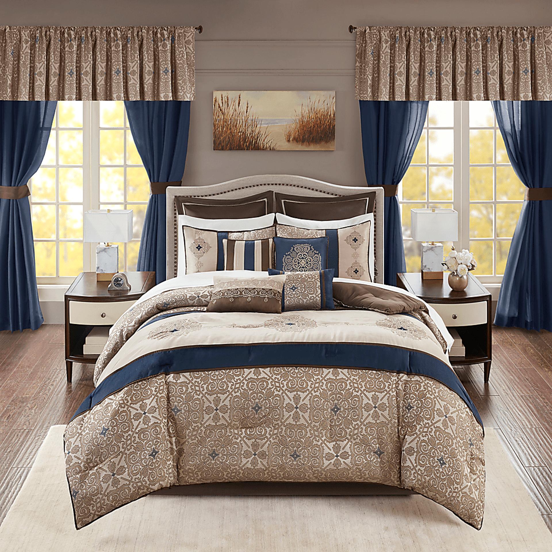 Taylah Navy 24 Pc California King Room in a Bag