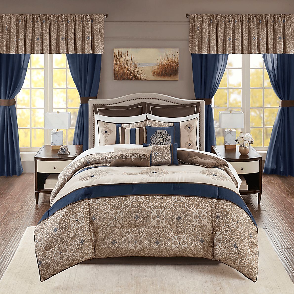 Taylah Navy 24 Pc King Room in a Bag