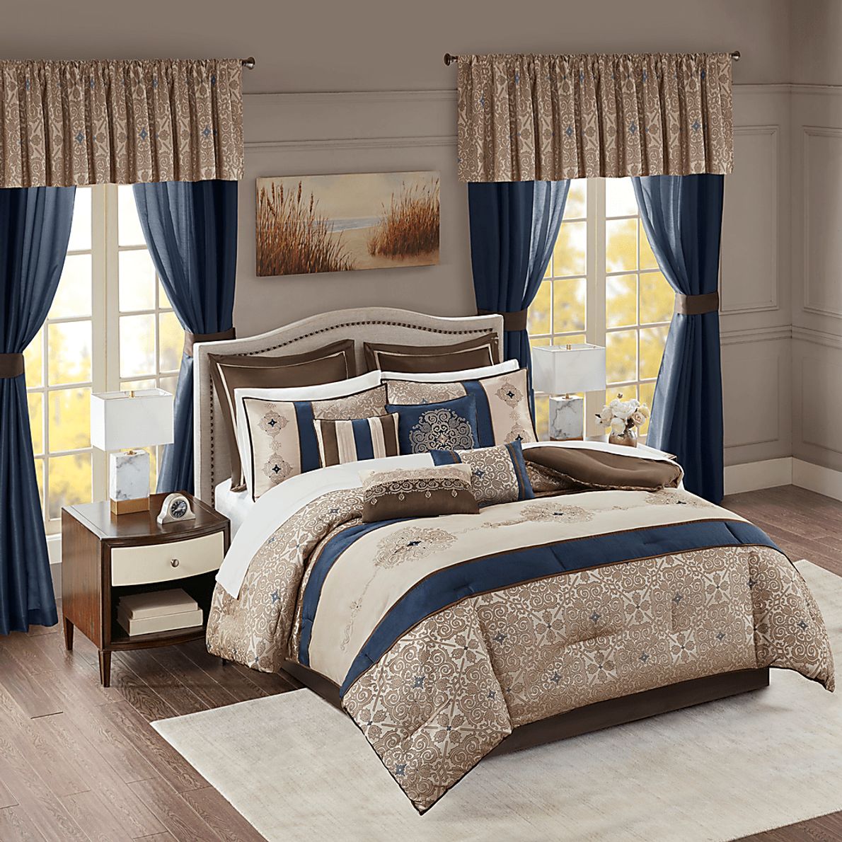 Taylah Navy 24 Pc Queen Room in a Bag