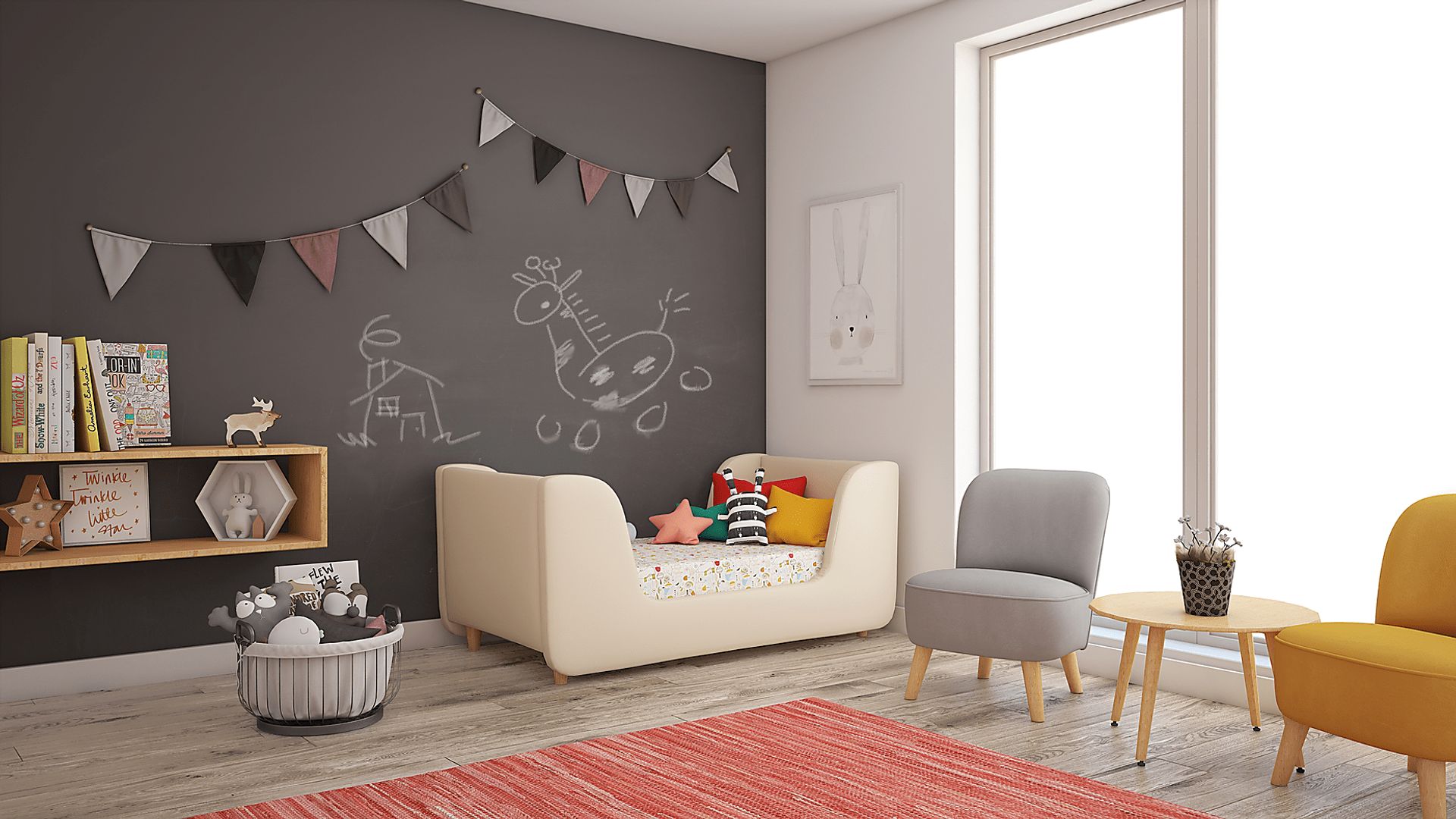 Tegen Almond Upholstered Toddler Bed - Image 3